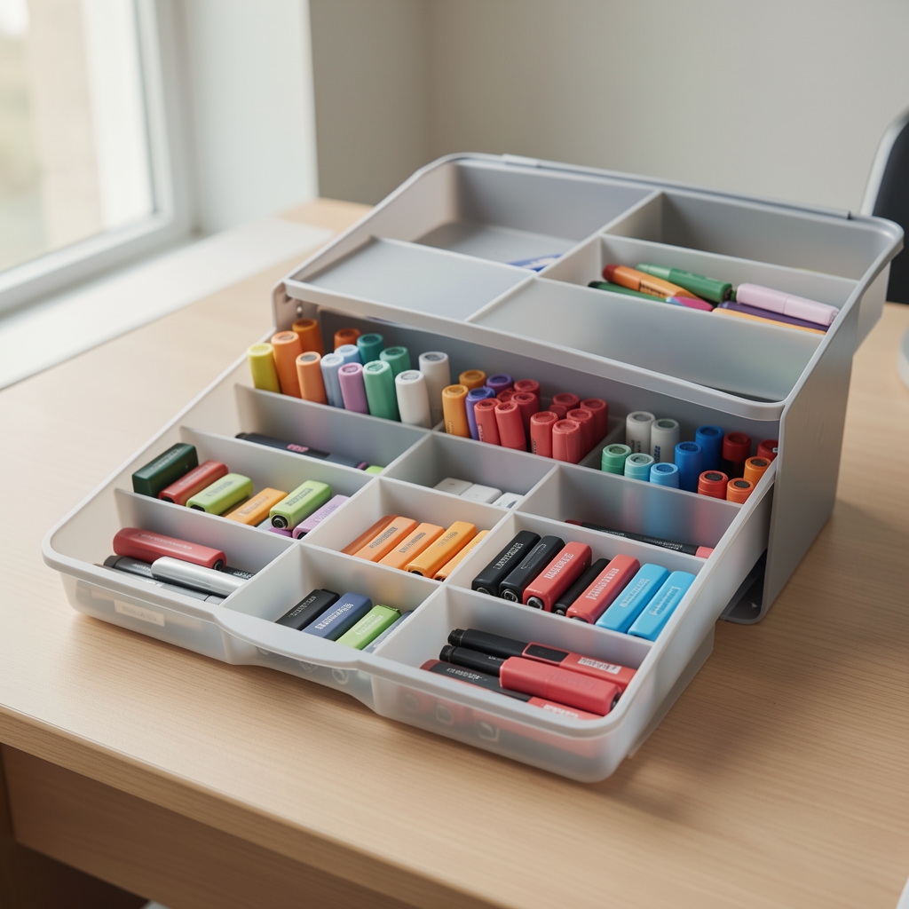 Organizator de birou cu compartimente pentru pixuri